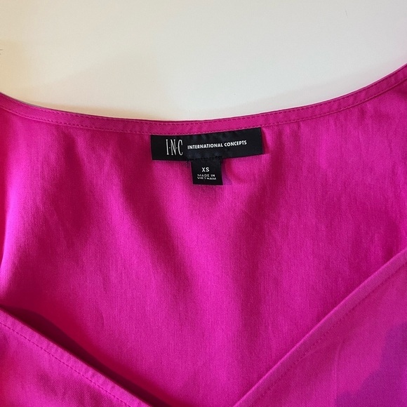 INC International Concepts Puff-Sleeved High Low Pink Dress - Picture 8 of 11